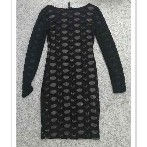 Bcbgmaxazria Tanya black lace long sleeve dress - Picture 3 of 5